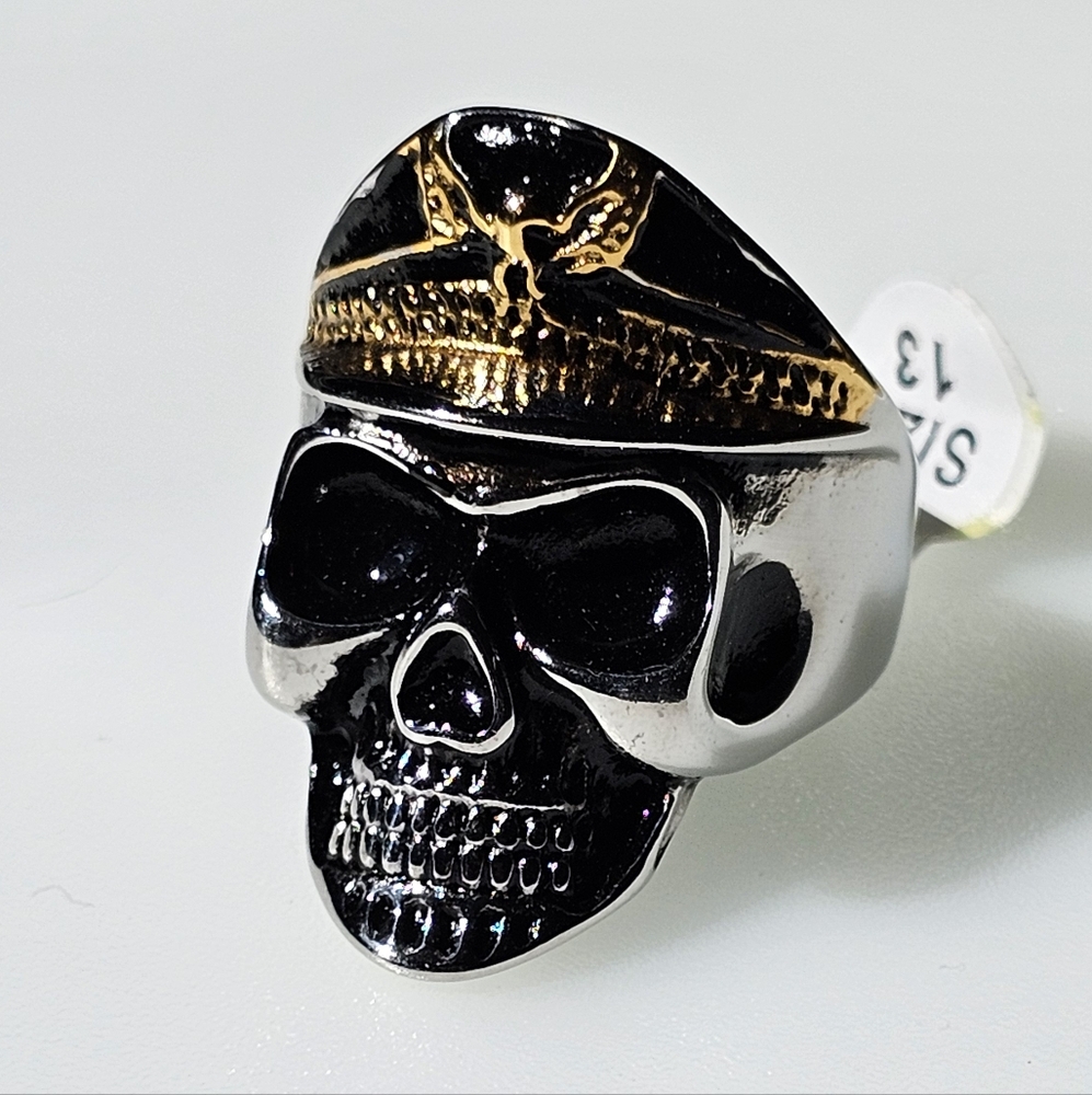 Mens 316 Stainless Steel Biker Gothic Punk Two Toned Ring Size 11